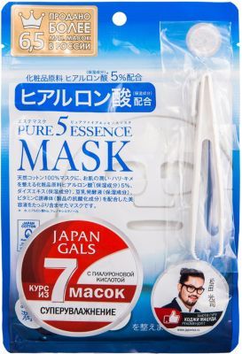 Japan Gals Маска для лица Japan Gals Pure5 Essence с гиалуроновой кислотой, 7 шт
