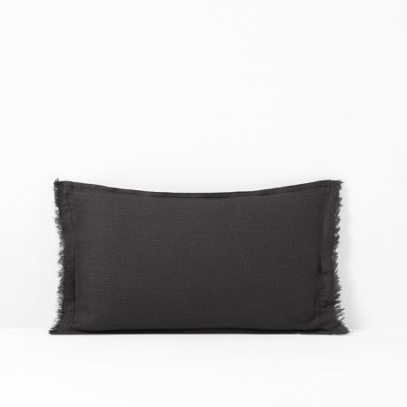Чехол LaRedoute На подушку-валик из осветленного льна Linange 50 x 30 см черный