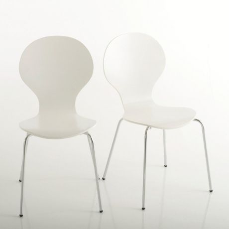 Комплект из 2 стульев с LaRedoute Выгнутыми спинками Janik единый размер белый