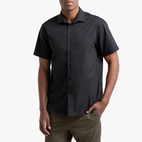 Рубашка LaRedoute Прямого покроя с короткими рукавами Christophe 37/38 черный