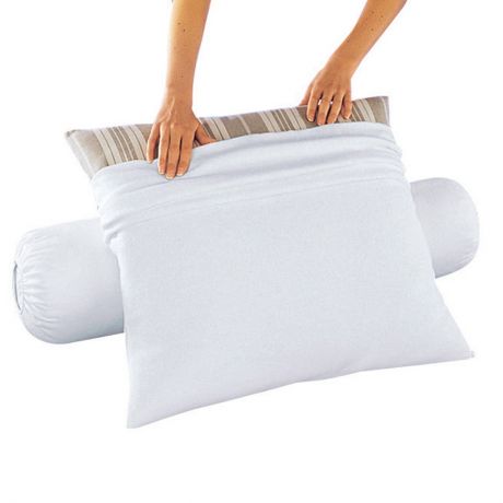 Чехол LaRedoute Защитный на подушку-валик из мольтона с обработкой против клещей длина: 90 см белый