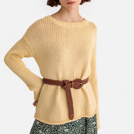Пуловер LaRedoute С круглым вырезом из плотного трикотажа M желтый