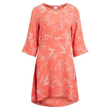 Платье LaRedoute Короткое расклешенное с цветочным рисунком рукава 34 L оранжевый
