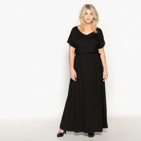 Платье LaRedoute Прямое длинное м завязками на поясе 44 (FR) - 50 (RUS) черный