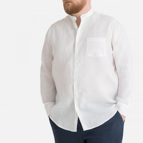 Рубашка LaRedoute Однотонная с длинными рукавами из льна 45/46 белый