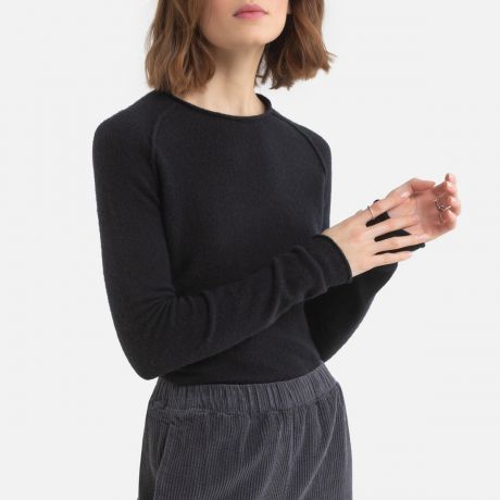 Пуловер LaRedoute С круглым вырезом из тонкого трикотажа DAMSVILLE XS черный
