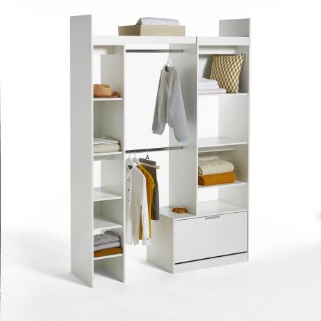 Шкаф LaRedoute Платяной модульный с этажерками и 2 отделениями для вешалок Yann единый размер белый