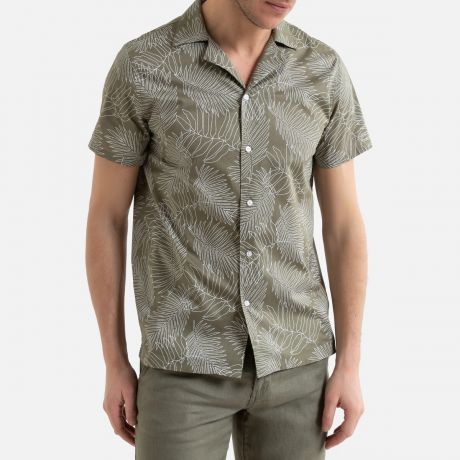 Рубашка LaRedoute Прямого покроя с короткими рукавами и тропическим рисунком 45/46 зеленый