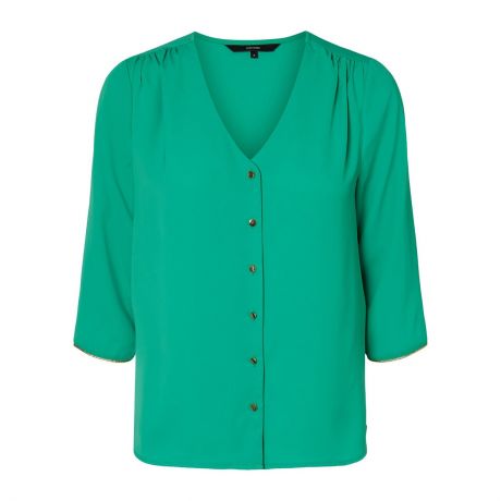 Блузка LaRedoute Струящаяся с V-образным вырезом XS зеленый