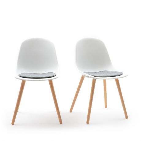 Комплект из 2 стульев с LaRedoute Пластиковым сиденьем Wapong единый размер белый