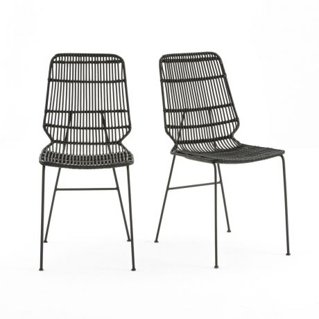 Комплект из 2 стульев из LaRedoute Плетеного кубу Malu единый размер черный