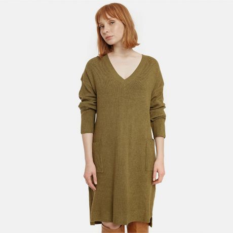 Платье-пуловер LaRedoute Короткое 2 кармана S зеленый