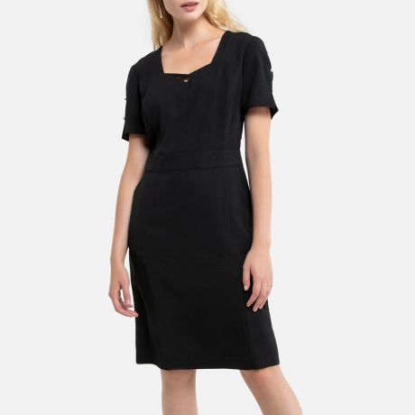 Платье LaRedoute Прямое средней длины короткие рукава 46 (FR) - 52 (RUS) черный