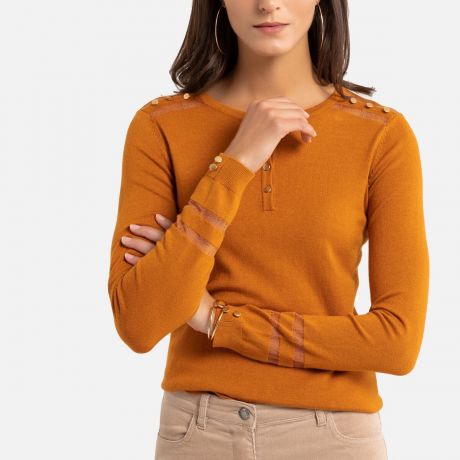Пуловер LaRedoute С V-образным вырезом из тонкого трикотажа 50/52 (FR) - 56/58 (RUS) желтый