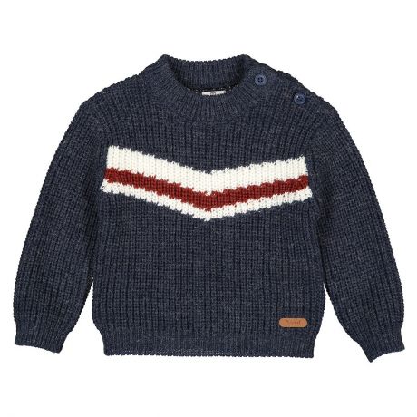 Пуловер LaRedoute С круглым вырезом из трикотажа крупной вязки 1 мес-4 года 1 год - 74 см синий