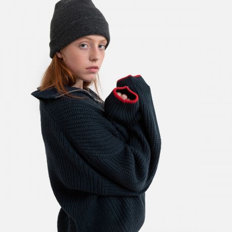 Пуловер LaRedoute С воротником-стойкой из тонкого трикотажа 10-18 лет 12 лет -150 см синий