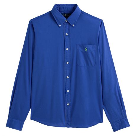 Рубашка LaRedoute Прямого покроя из ткани оксфорд с 1 нагрудным карманом M синий