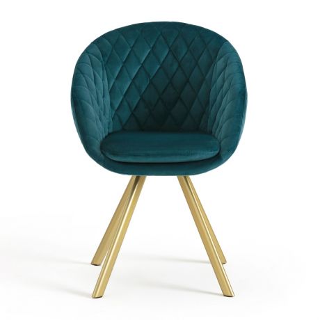 Обеденное LaRedoute Кресло из велюра в винтажном стиле Luxore единый размер синий