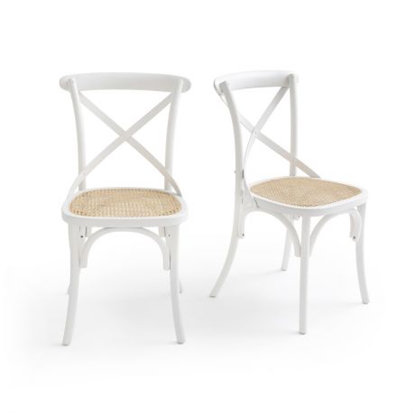 Комплект из 2 стульев из LaRedoute Дерева и плетения Cedak единый размер белый