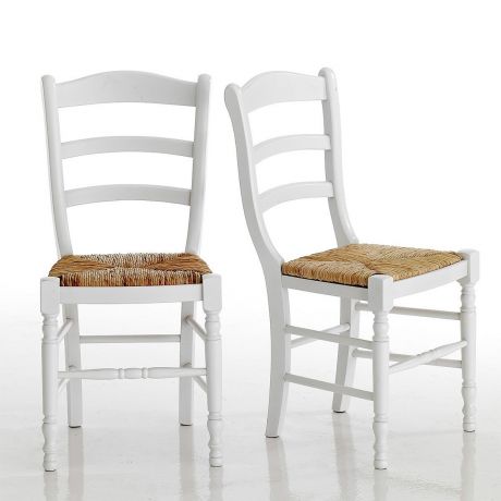 Комплект из 2 стульев массив LaRedoute Бука Authentic Style единый размер белый