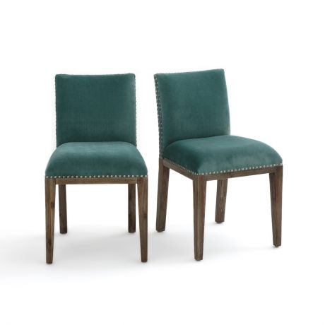 Комплект из стульев из велюра LaRedoute С заклепками Eulali единый размер синий