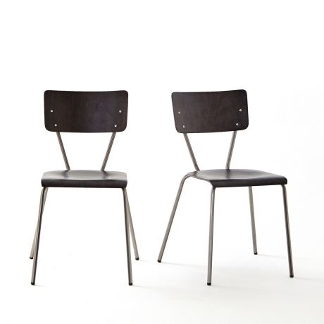 Комплект из 2 стульев винтажных LaRedoute Сборных Hiba единый размер черный
