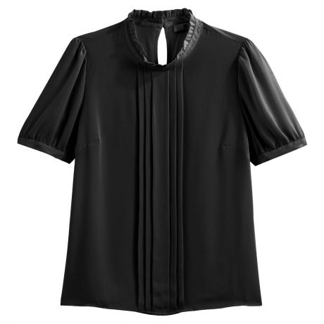 Блузка LaRedoute С короткими рукавами и вырезом с воланами 34 (FR) - 40 (RUS) черный