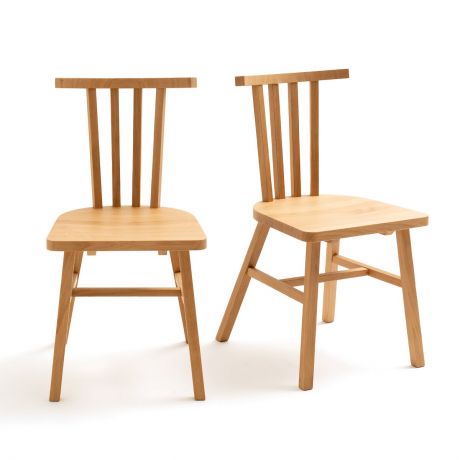 Комплект из 2 стульев с LaRedoute Решетчатой спинкой из массива дуба Ivy единый размер каштановый