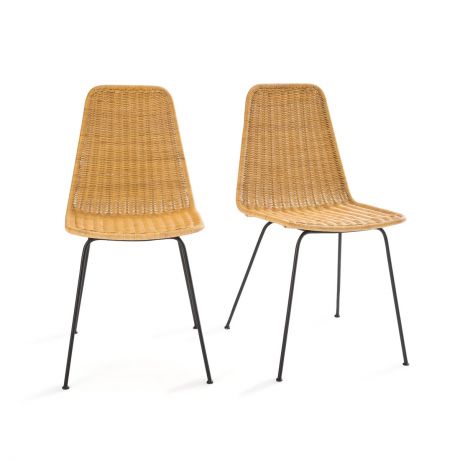 Комплект из 2 стульев из LaRedoute Плетеного ротанга и стали Roson единый размер бежевый