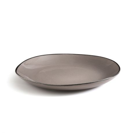 Комплект из 4 плоских тарелок LaRedoute Из фаянса Catalpin единый размер серый