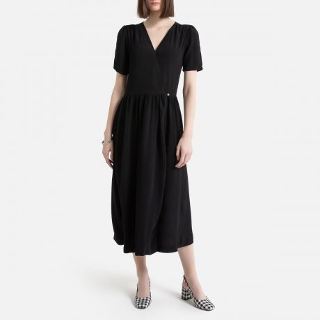 Платье LaRedoute Длинное с запахом с короткими рукавами 38 (FR) - 44 (RUS) черный