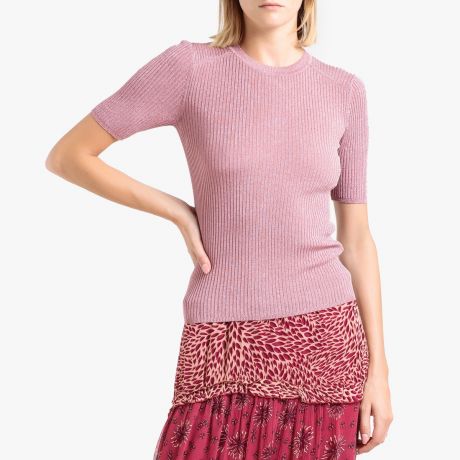 Пуловер LaRedoute С круглым вырезом из тонкого трикотажа ZOE 0(XS) розовый