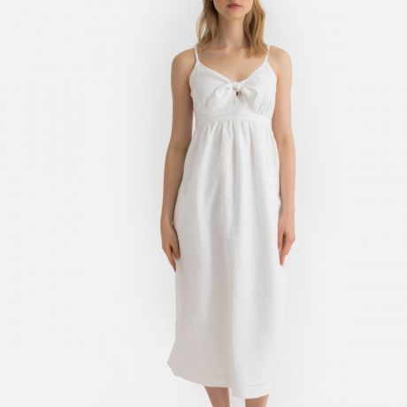Платье LaRedoute Длинное из 100 льна на бретелях 36 (FR) - 42 (RUS) белый