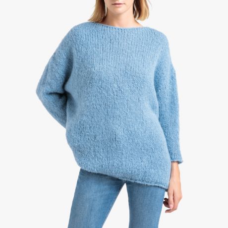 Пуловер LaRedoute С вырезом-лодочкой из трикотажа BOOLDER M/L синий