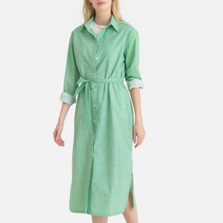 Платье LaRedoute Прямое с длинными рукавами 44 (FR) - 50 (RUS) зеленый
