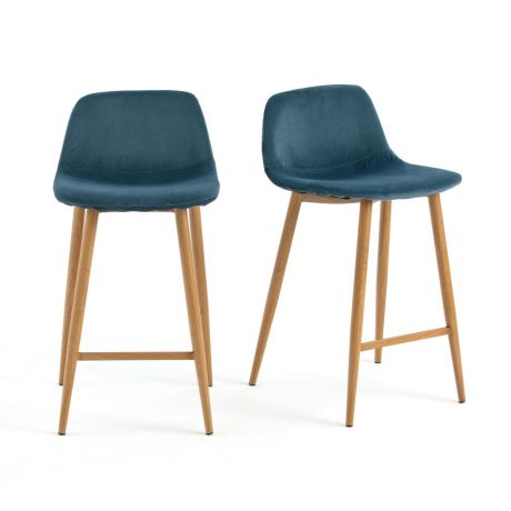 Комплект из 2 барных стульев LaRedoute Средней высоты Lavergne единый размер синий