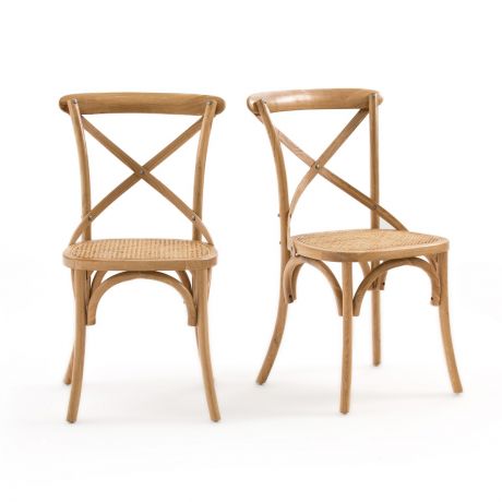 Комплект из 2 стульев из LaRedoute Дуба и плетеного ротанга Cedak единый размер каштановый