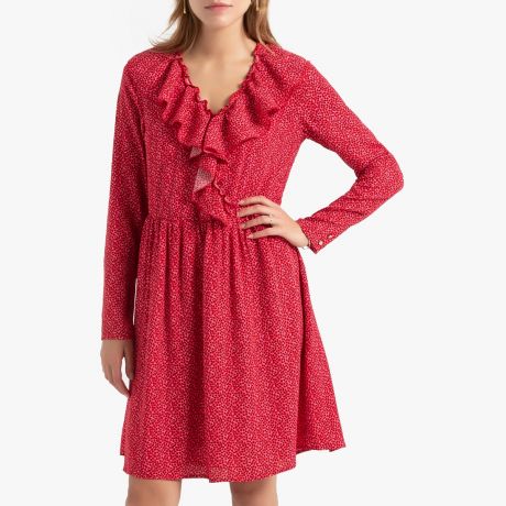 Платье LaRedoute С эффектом запаха и с длинными рукавами 40 (FR) - 46 (RUS) розовый
