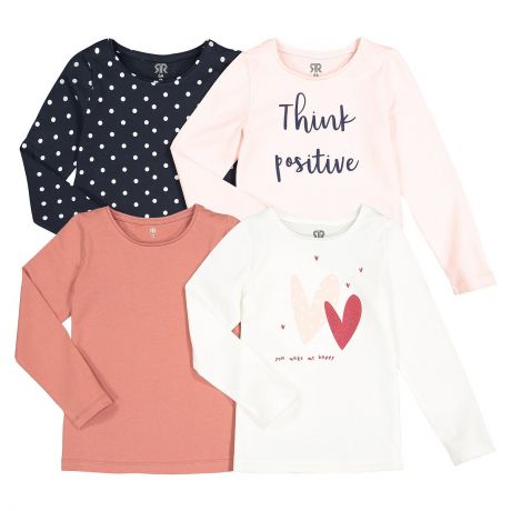 Комплект из 4 футболок с LaRedoute Длинными рукавами 3-12 лет 5 розовый