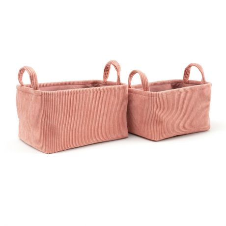 Комплект из 2 корзин из LaRedoute Велюра Veloudo единый размер розовый