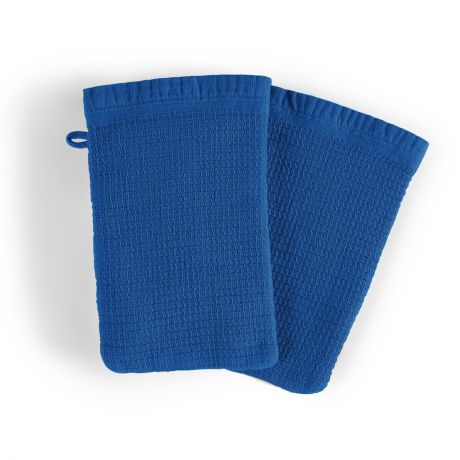 Комплект из 2 рукавичек из LaRedoute Биохлопка и льна Nipaly 15 x 21 см синий