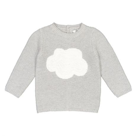 Пуловер LaRedoute С круглым вырезом и рисунком облако 1 мес - 3 года 3 мес. - 60 см серый