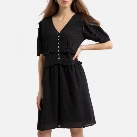 Платье LaRedoute Короткое с короткими рукавами 42 (FR) - 48 (RUS) черный