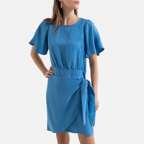 Платье LaRedoute С короткими рукавами и воланами 34 (FR) - 40 (RUS) синий