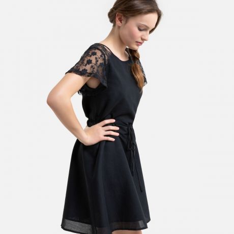 Платье LaRedoute С короткими рукавами из кружева 10-16 лет 10 лет - 138 см черный