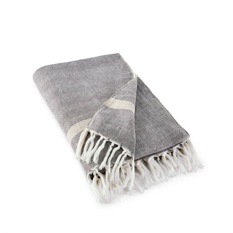 Плед LaRedoute Из ткани шамбре из льна Pokoba 130 x 170 см серый
