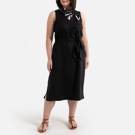 Платье LaRedoute Длинное прямое из лиоцелла без рукавов 52 (FR) - 58 (RUS) черный