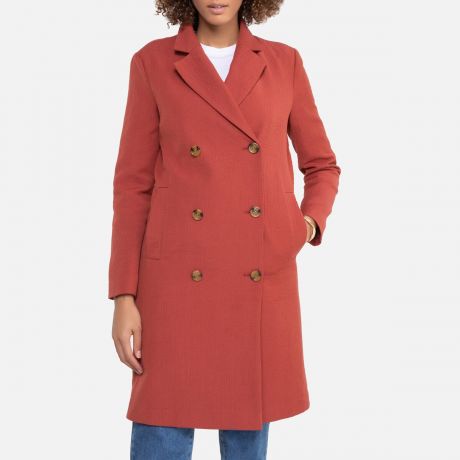 Пальто LaRedoute Легкое на двубортной застежке средней длины 44 (FR) - 50 (RUS) красный