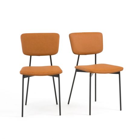 Комплект из 2 стульев из LaRedoute Металла и кожи DORIS единый размер каштановый