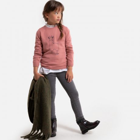 Пуловер LaRedoute С круглым вырезом из тонкого трикотажа с принтом 3-12 лет 12 лет -150 см розовый